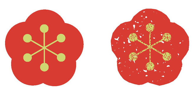 かすれたスタンプの完成