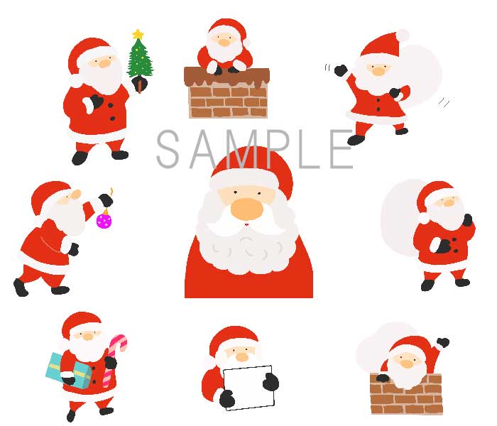 いろいろなサンタクロースのイラスト