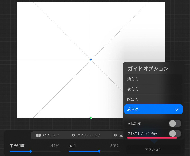 procreate 描画オプションの設定説明画面