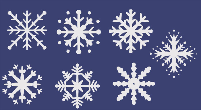 procreateで作った様々な雪の結晶デザイン