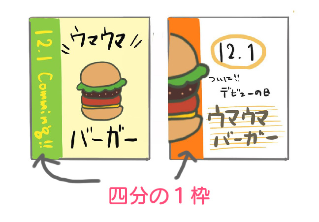 四分の一の区切り　デザイン例