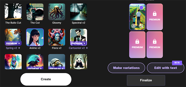 Dream　作りたい絵のイメージを選択する