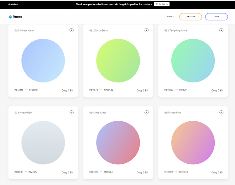 グラデーション生成サイト　itmeo