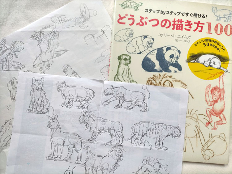 どうぶつの描き方100 ステップ・バイ・ステップですぐ描ける!　実際の絵