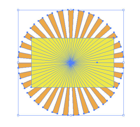 四角をサンバーストの上に配置